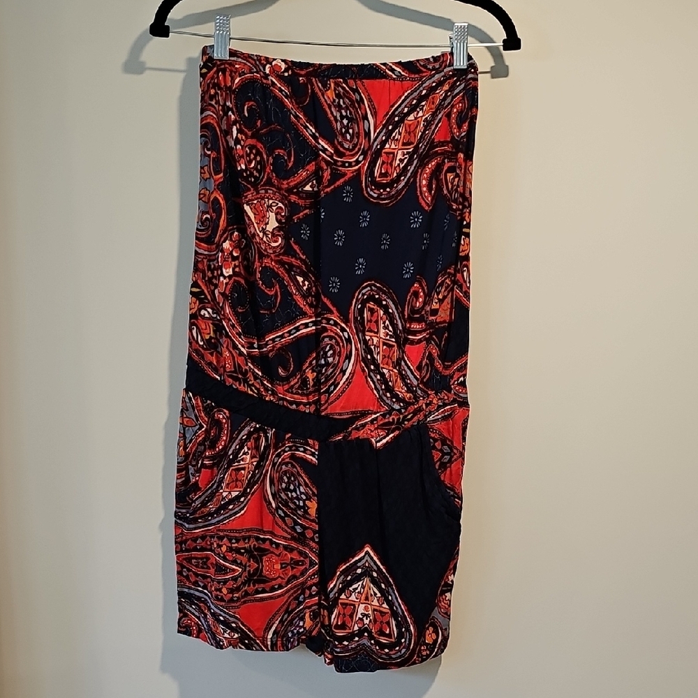 La Scana Paisley Romper Size Medium Orangey/ Red And Navy